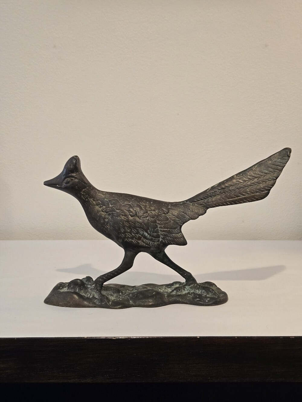 VTG 70s Mid Century Solid Brass Roadrunner Doorstop Tabletop Southwestern Decor